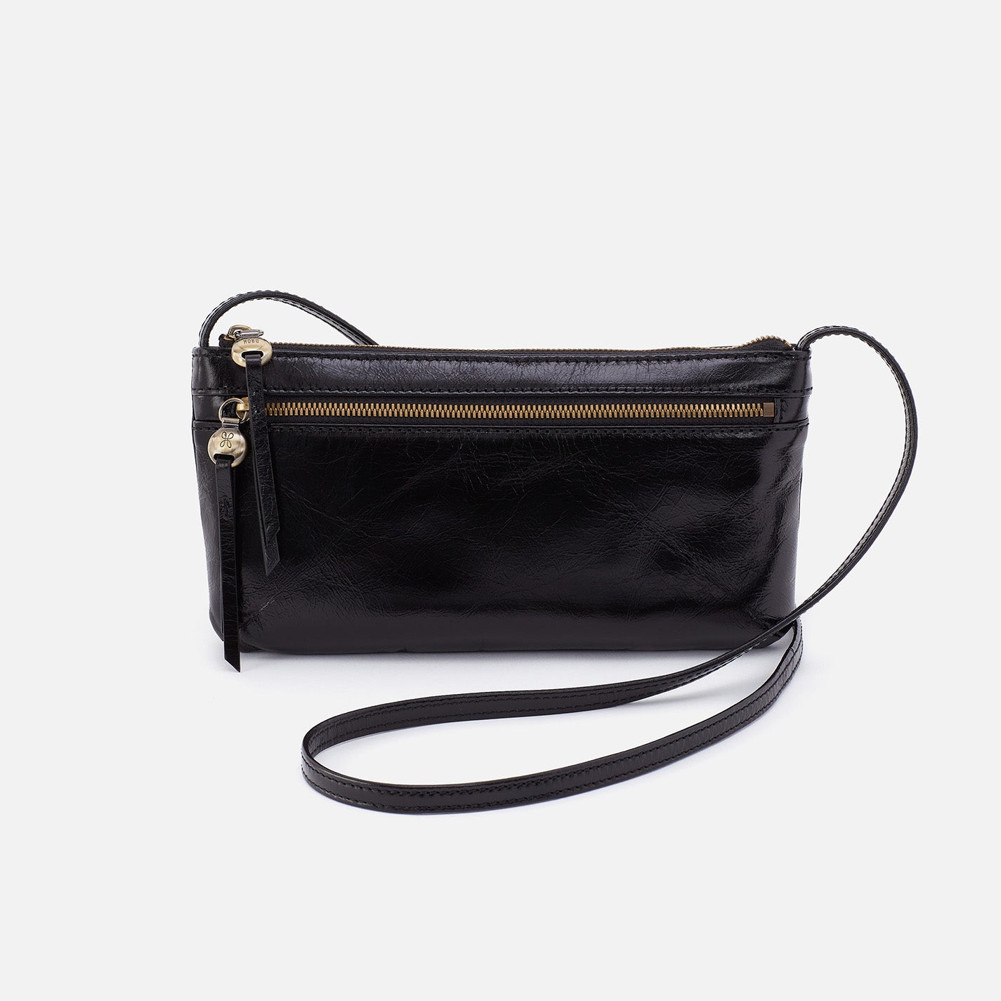 Cara Crossbody In Polished Leather Black HOBO