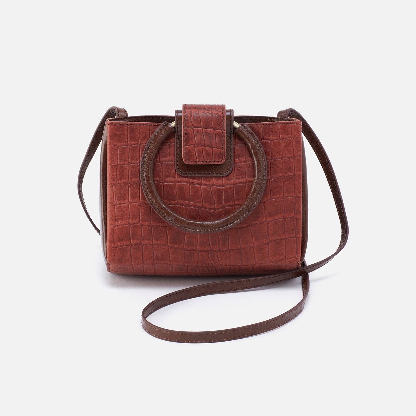 Heidi Small Crossbody in Croco Embossed Leather - Brandy – HOBO