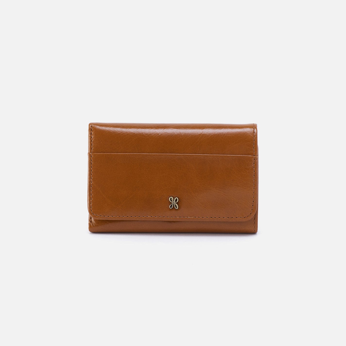 Jill Trifold Wallet in Polished Leather Truffle