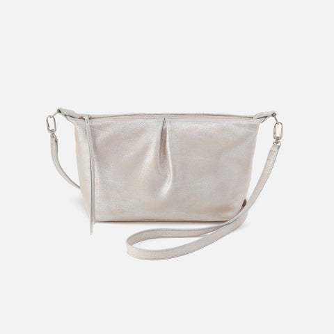 Kirby Crossbody in Metallic Leather Silver HOBO