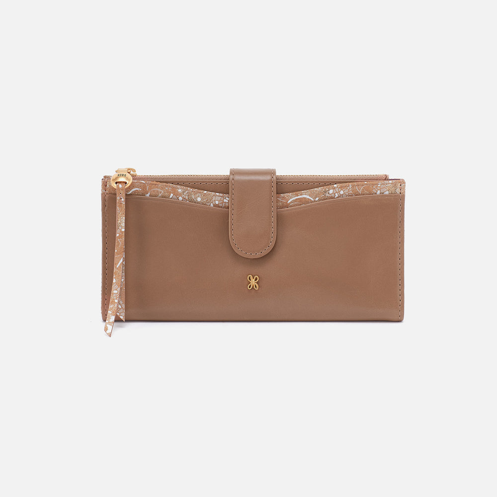 Max Continental Wallet In Mixed Leathers - Cashmere