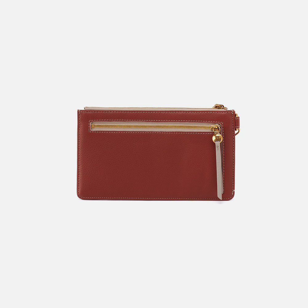 Hart Wristlet In Pebbled Leather - Rust