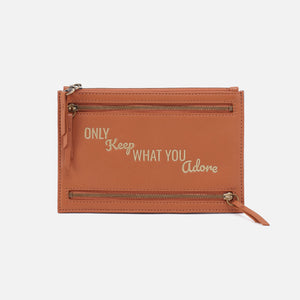 Zip Along Medium Pouch In Pebbled Leather - Butterscotch