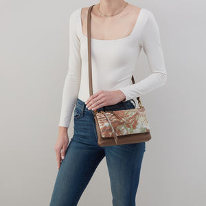 Darcy Double Crossbody In Mixed Leathers - Dark Elm