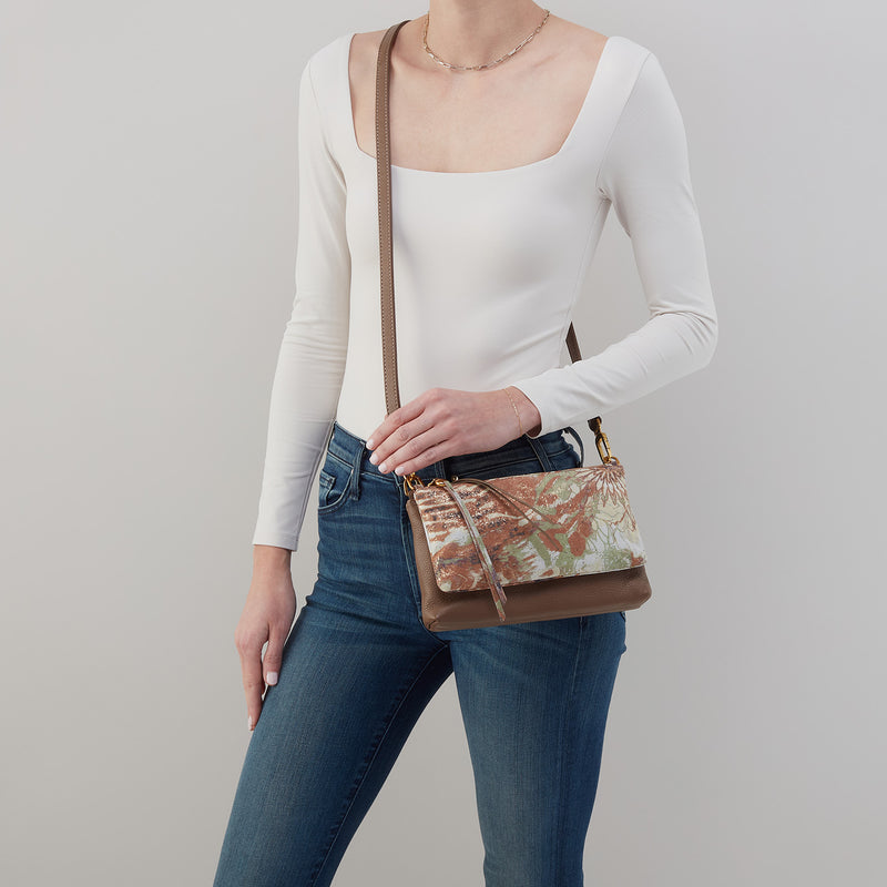 Darcy Double Crossbody In Mixed Leathers - Dark Elm