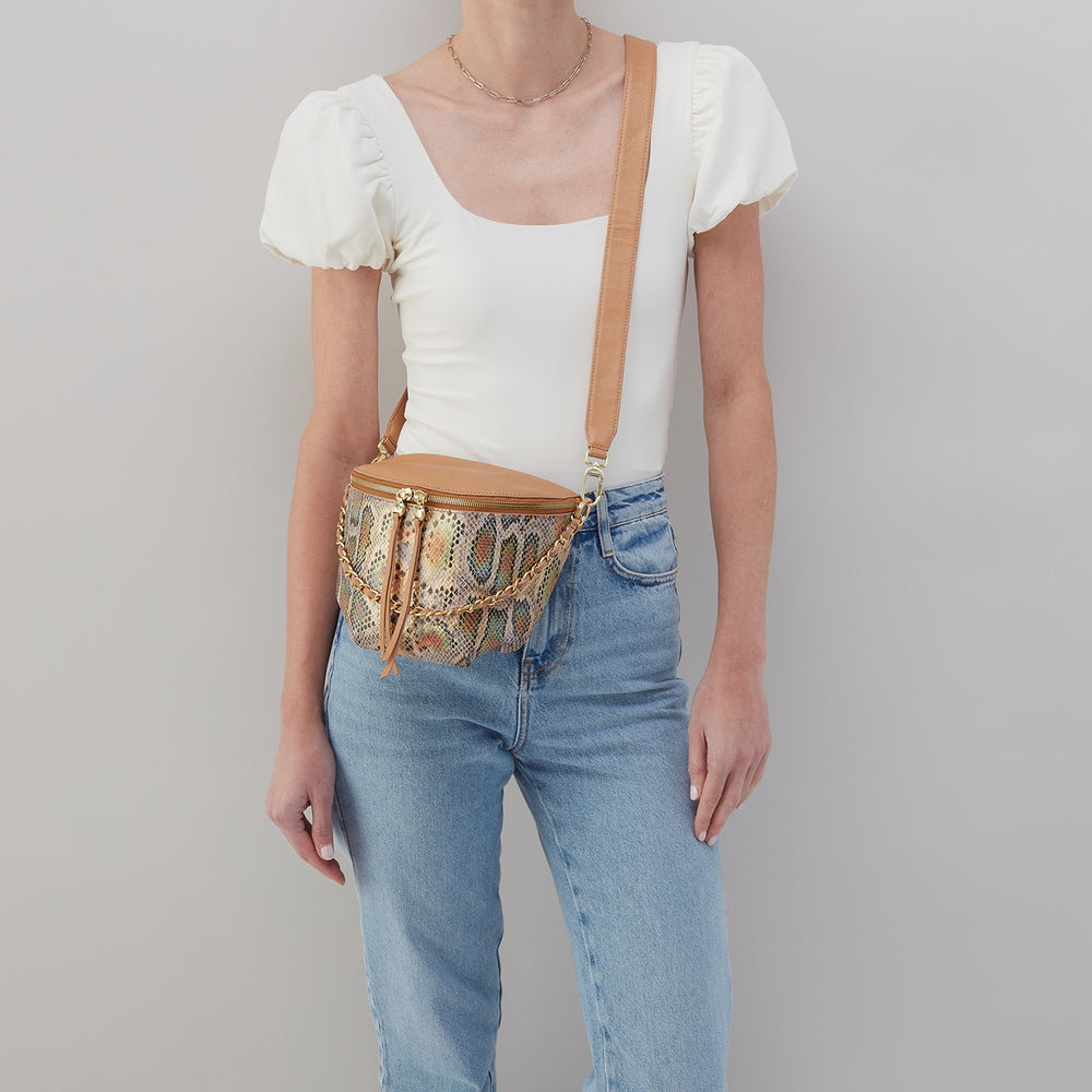 Miri Belt Bag in Mixed Leathers - Opal Snake Print