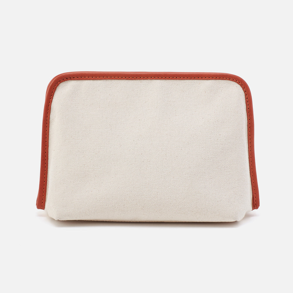 Beauty Large Cosmetic Pouch With Tromp L'oeil in Canvas - Natural