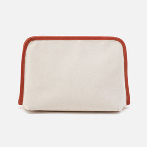 Beauty Large Cosmetic Pouch With Tromp L'oeil in Canvas - Natural