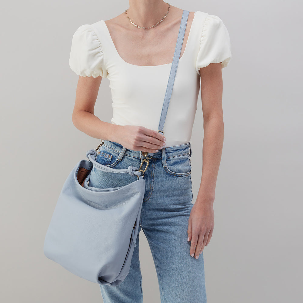 Lindley Hobo in Soft Pebbled Leather - Pale Blue