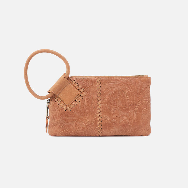 Sable Wristlet In Tooled Embossed Leather - Saddle Tooled Emboss