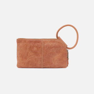 Sable Wristlet In Tooled Embossed Leather - Saddle Tooled Emboss