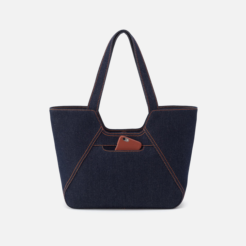 Bellamy Medium Tote in Denim Fabric - Dark Denim