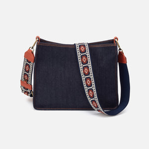 Cass Crossbody In Denim Fabric - Dark Denim