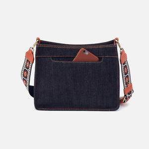 Cass Crossbody In Denim Fabric - Dark Denim