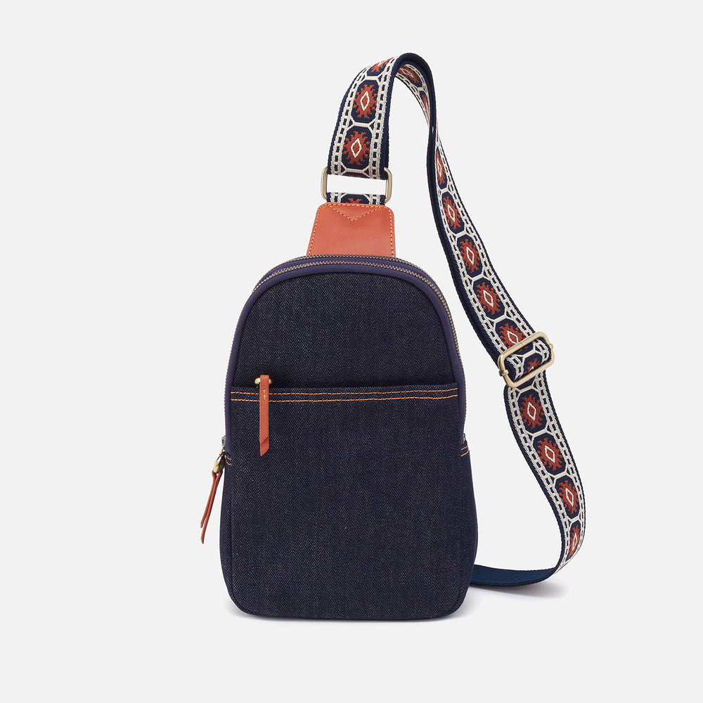 Cass Sling In Denim Fabric - Dark Denim