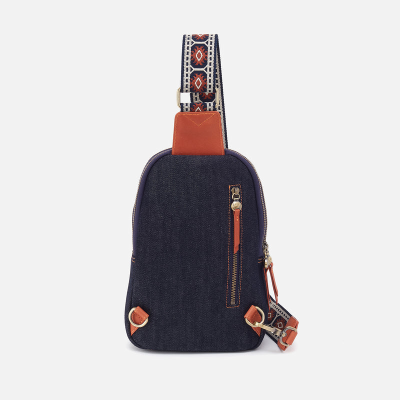 Cass Sling In Denim Fabric - Dark Denim