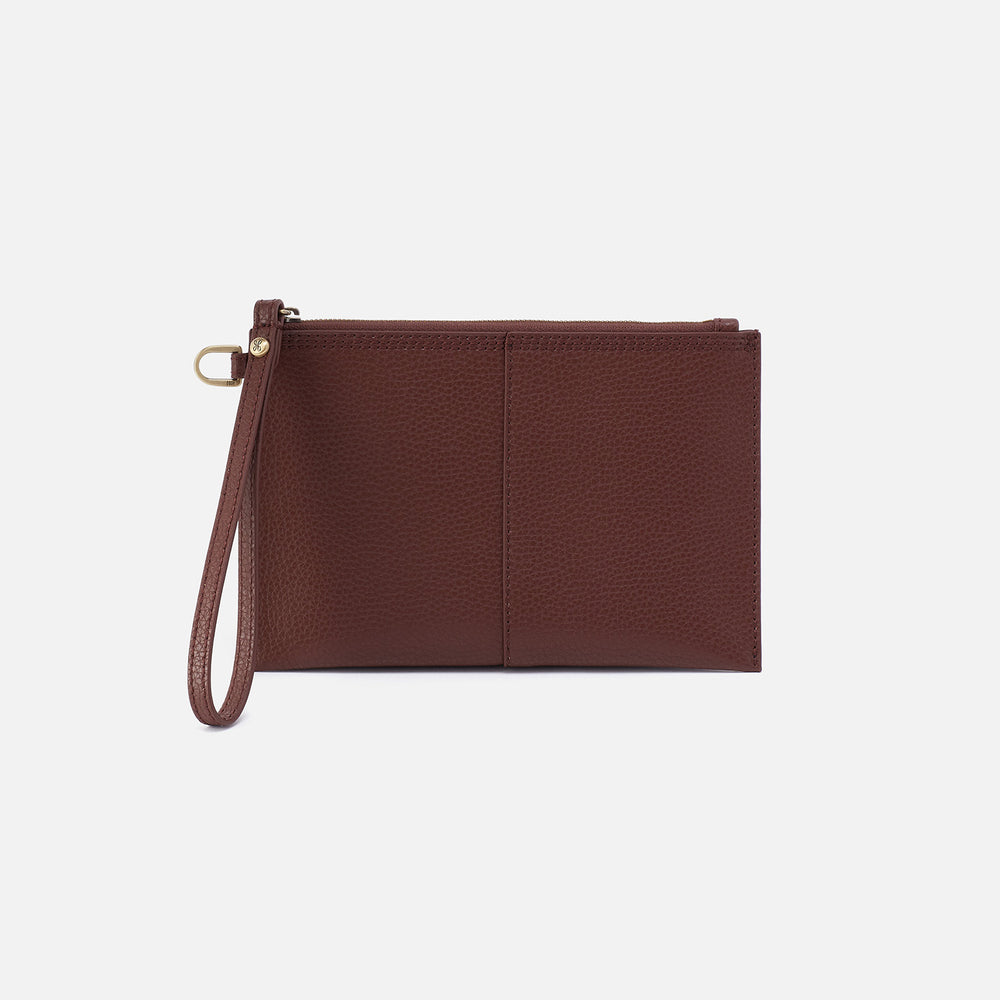 Vida Small Pouch In Micro Pebbled Leather - Chocolate