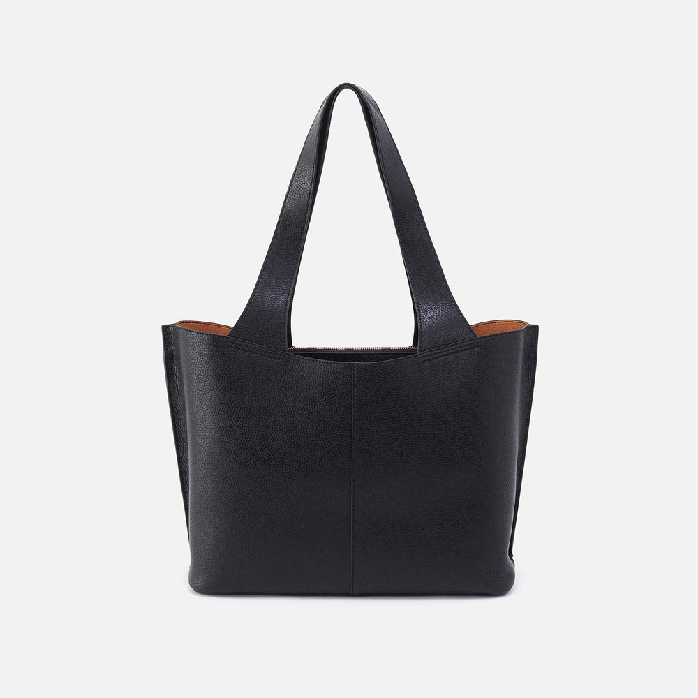 Vida Tote In Micro Pebbled Leather - Black