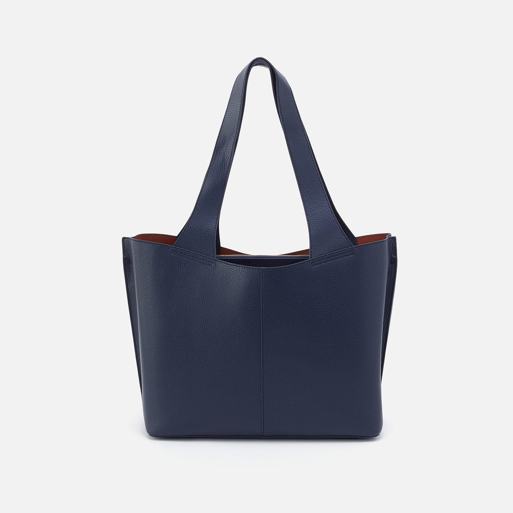 Vida Tote In Micro Pebbled Leather - Mood Indigo