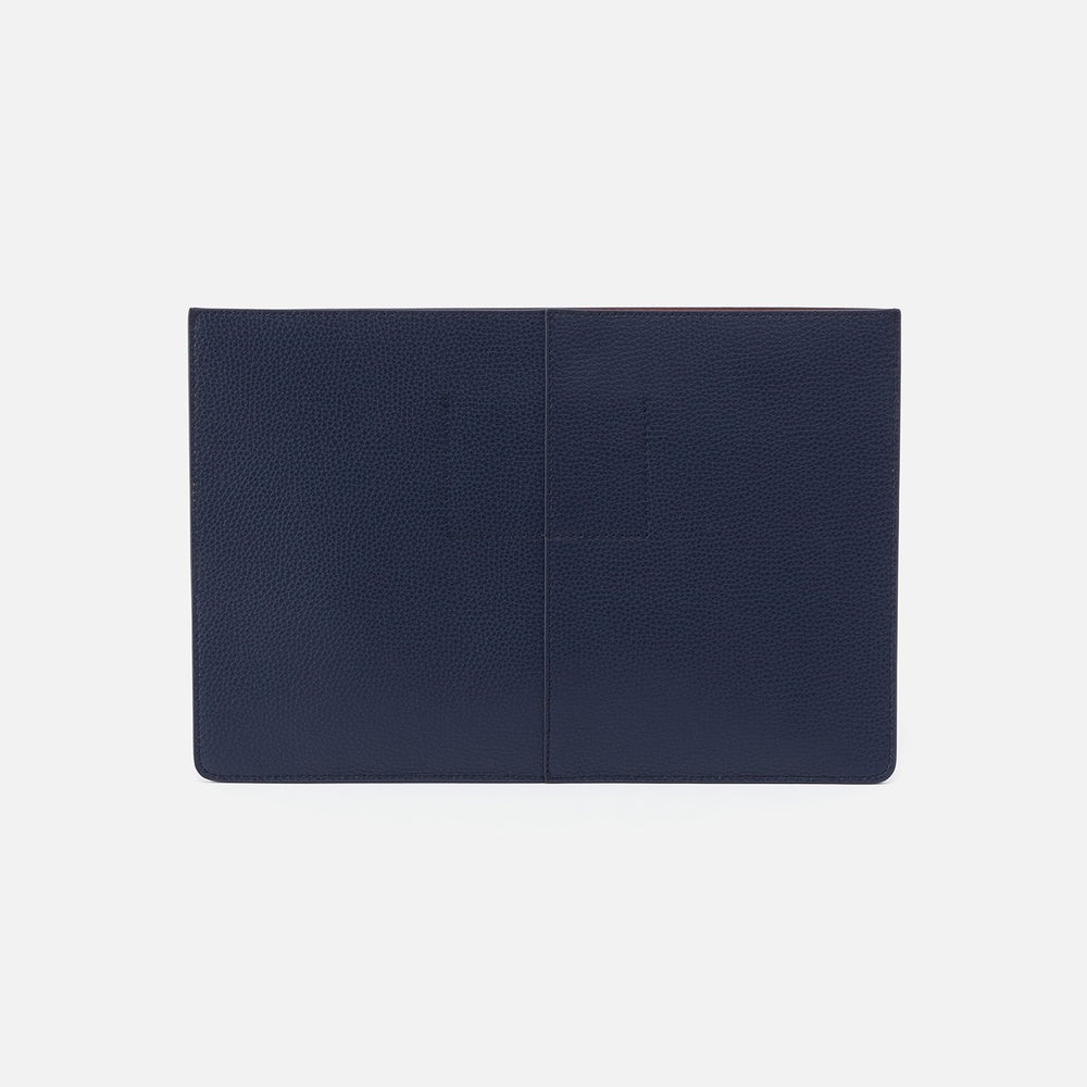 Vida Laptop Sleeve in Micro Pebbled Leather - Mood Indigo