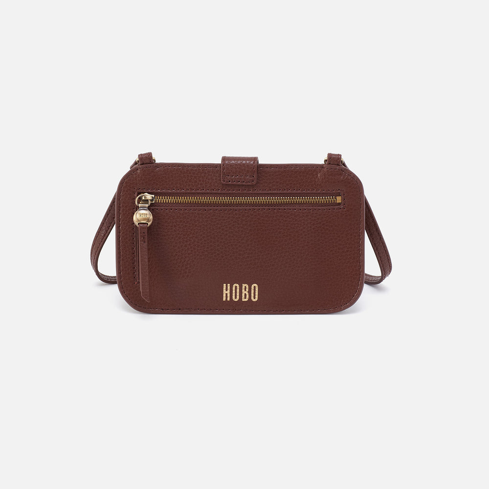 Vida Phone Crossbody in Micro Pebbled Leather - Chocolate