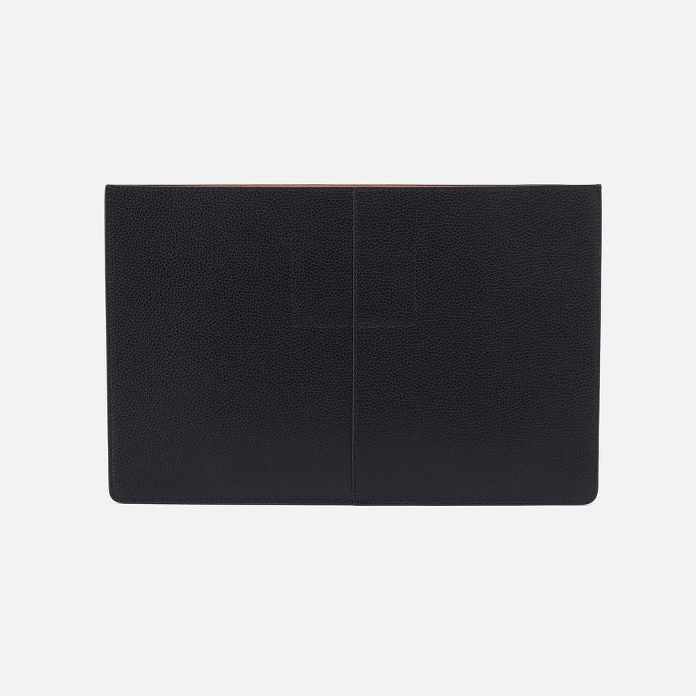 Vida Large Laptop Sleeve In Micro Pebbled Leather - Black