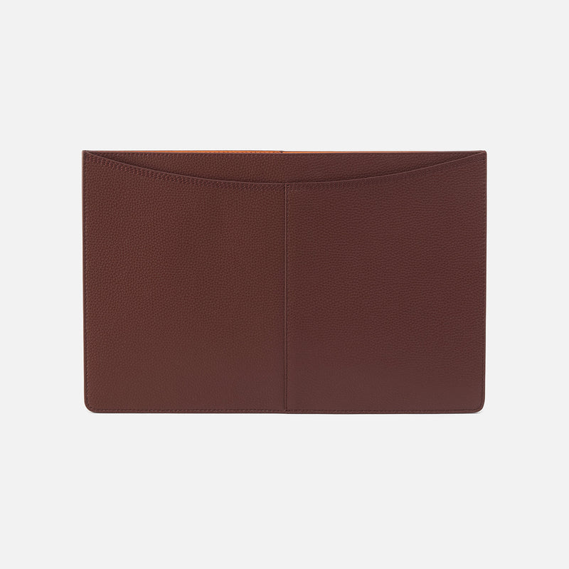 Vida Large Laptop Sleeve in Micro Pebbled Leather - Chocolate