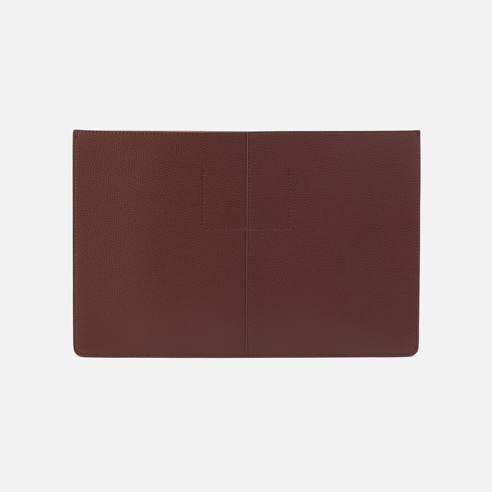 Vida Large Laptop Sleeve in Micro Pebbled Leather - Chocolate