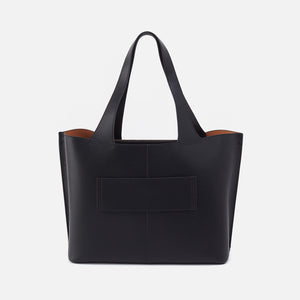 Vida Large Tote In Micro Pebbled Leather - Black