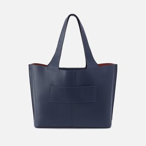 Vida Large Tote In Micro Pebbled Leather - Mood Indigo