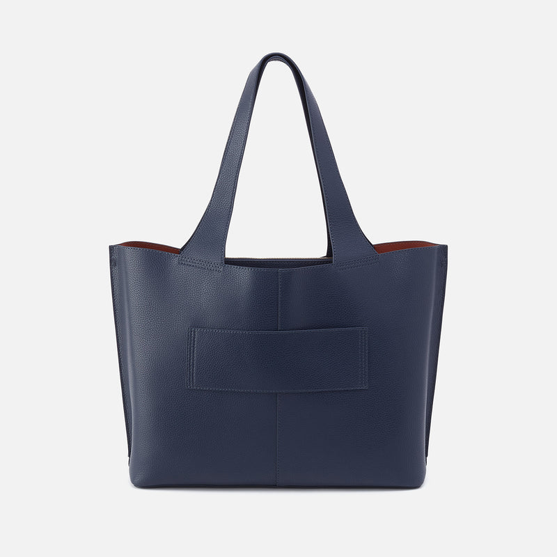 Vida Large Tote In Micro Pebbled Leather - Mood Indigo