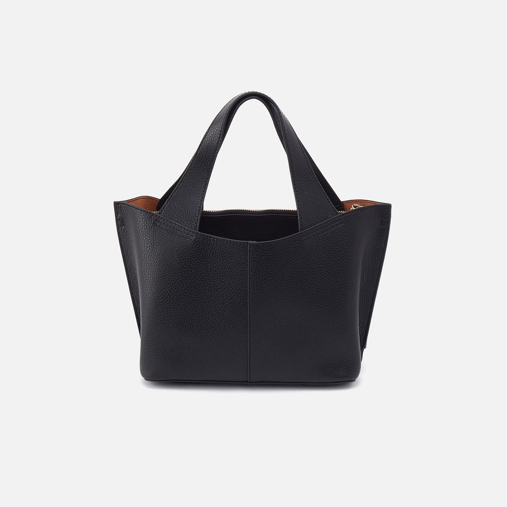 Vida Small Tote In Micro Pebbled Leather - Black