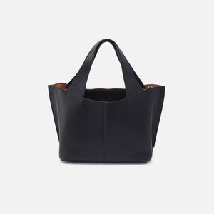 Vida Small Tote In Micro Pebbled Leather - Black