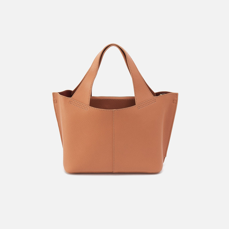 Vida Small Tote In Micro Pebbled Leather - Biscuit