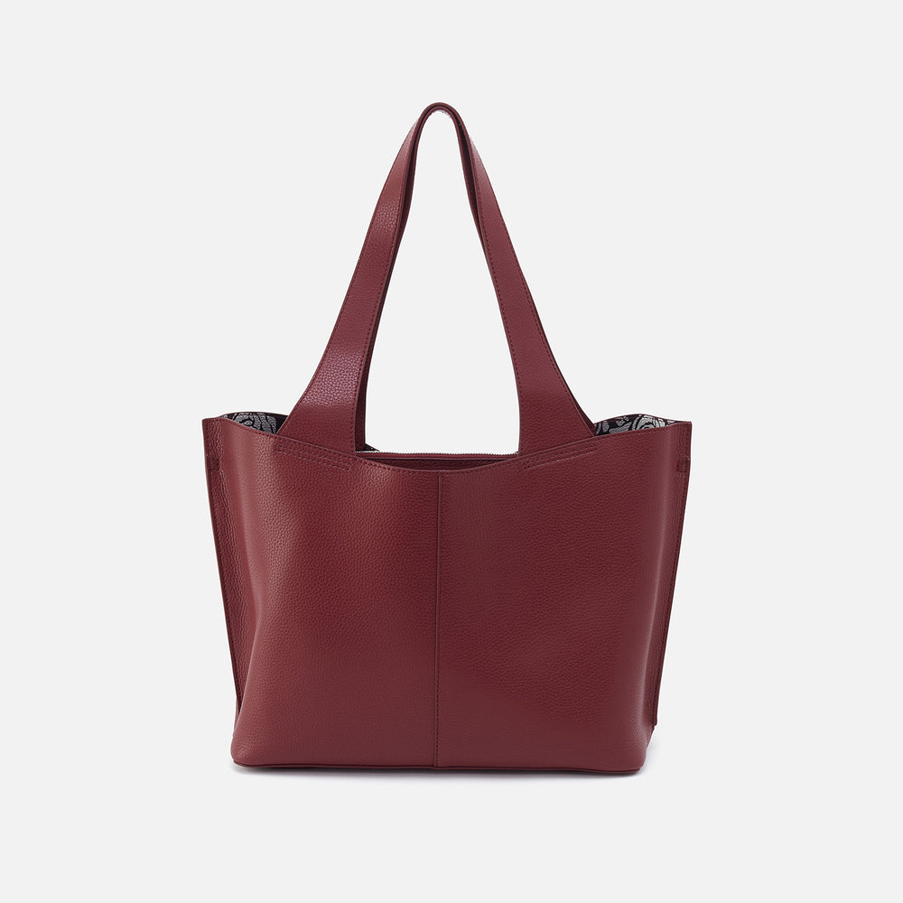 Vida Tote In Micro Pebbled Leather - Port