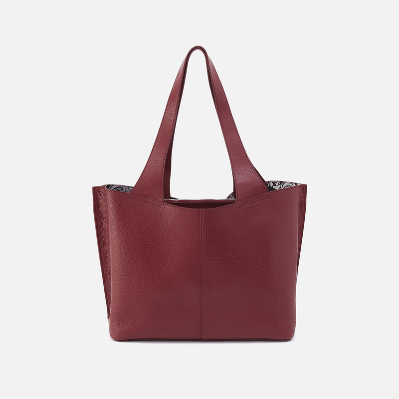 Vida Tote In Micro Pebbled Leather - Port