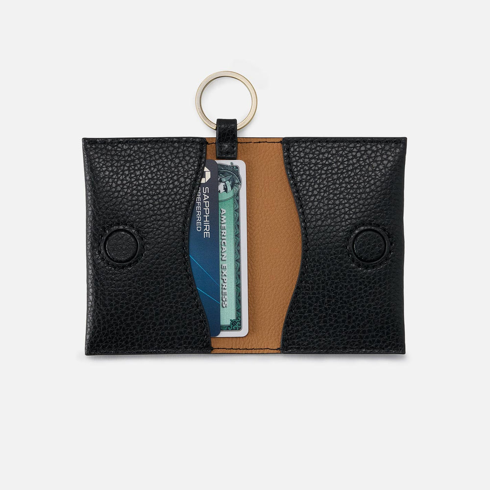 Vida Card Case In Micro Pebbled Leather - Black