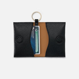 Vida Card Case In Micro Pebbled Leather - Black