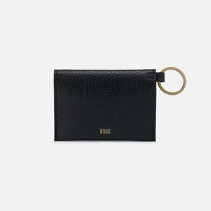 Vida Card Case In Micro Pebbled Leather - Black