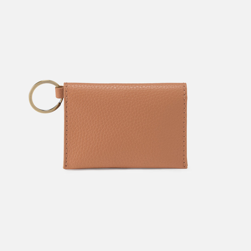 Vida Card Case In Micro Pebbled Leather - Biscuit