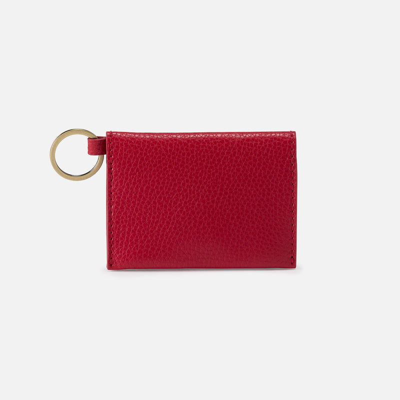 Vida Card Case In Micro Pebbled Leather - Tango Red