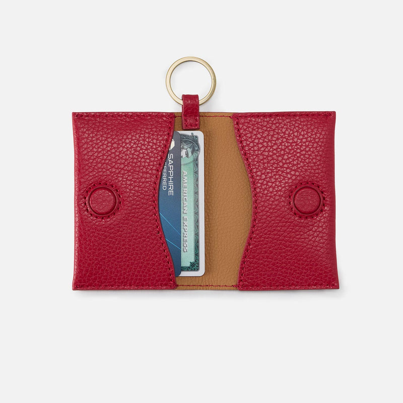 Vida Card Case In Micro Pebbled Leather - Tango Red