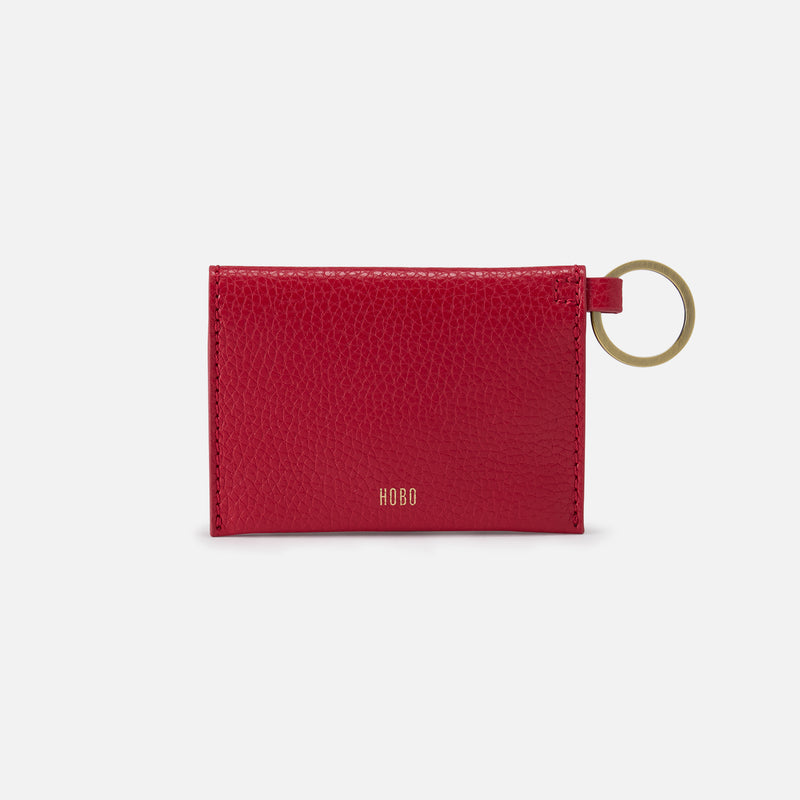 Vida Card Case In Micro Pebbled Leather - Tango Red