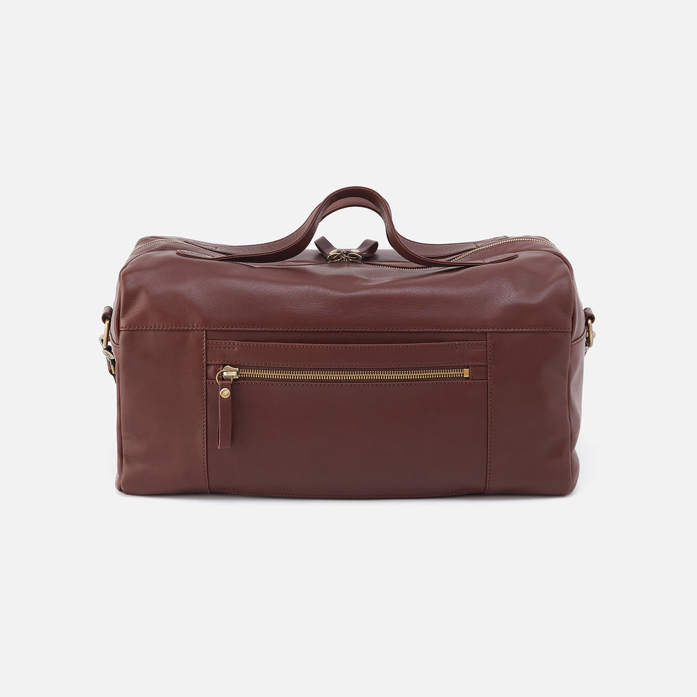 Men's Duffle Bag in Silk Napa Leather - Brown