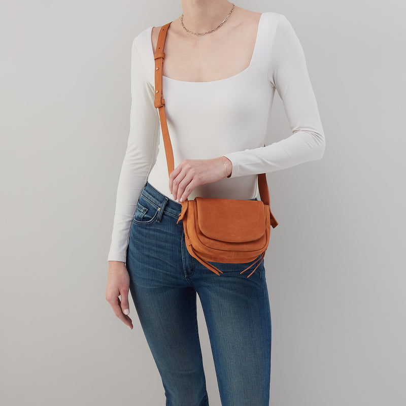 Bonita Mini Messenger In Nubuck - Marmalade