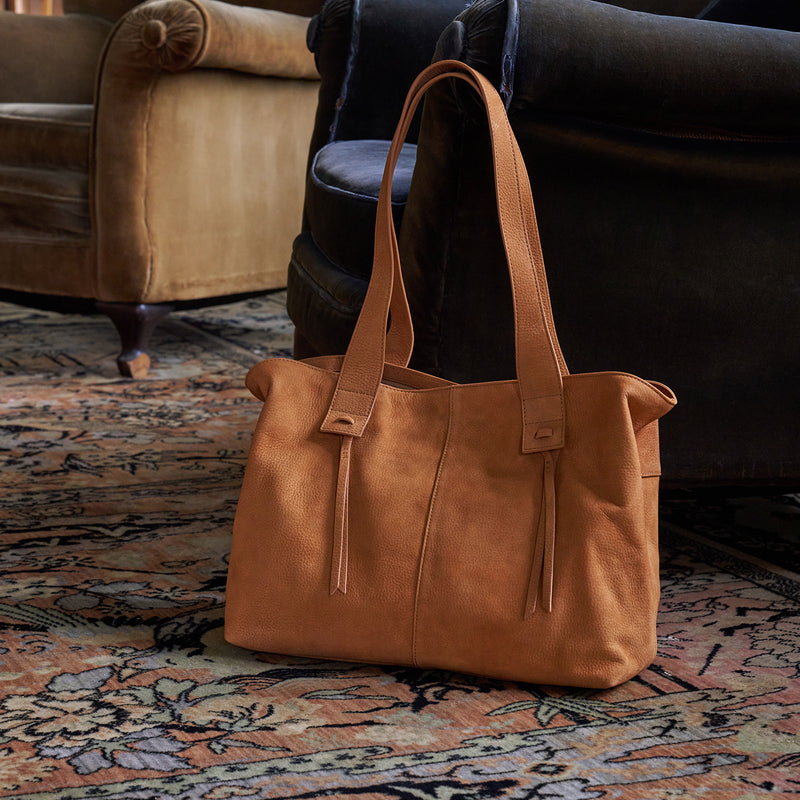 Bonita Tote In Nubuck - Marmalade