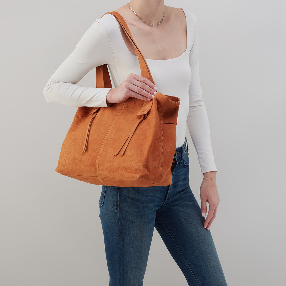 Bonita Tote In Nubuck - Marmalade