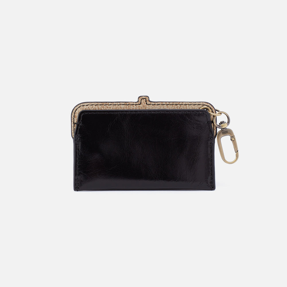 Lauren Card Case Charm in POLISHED LEATHER - Black