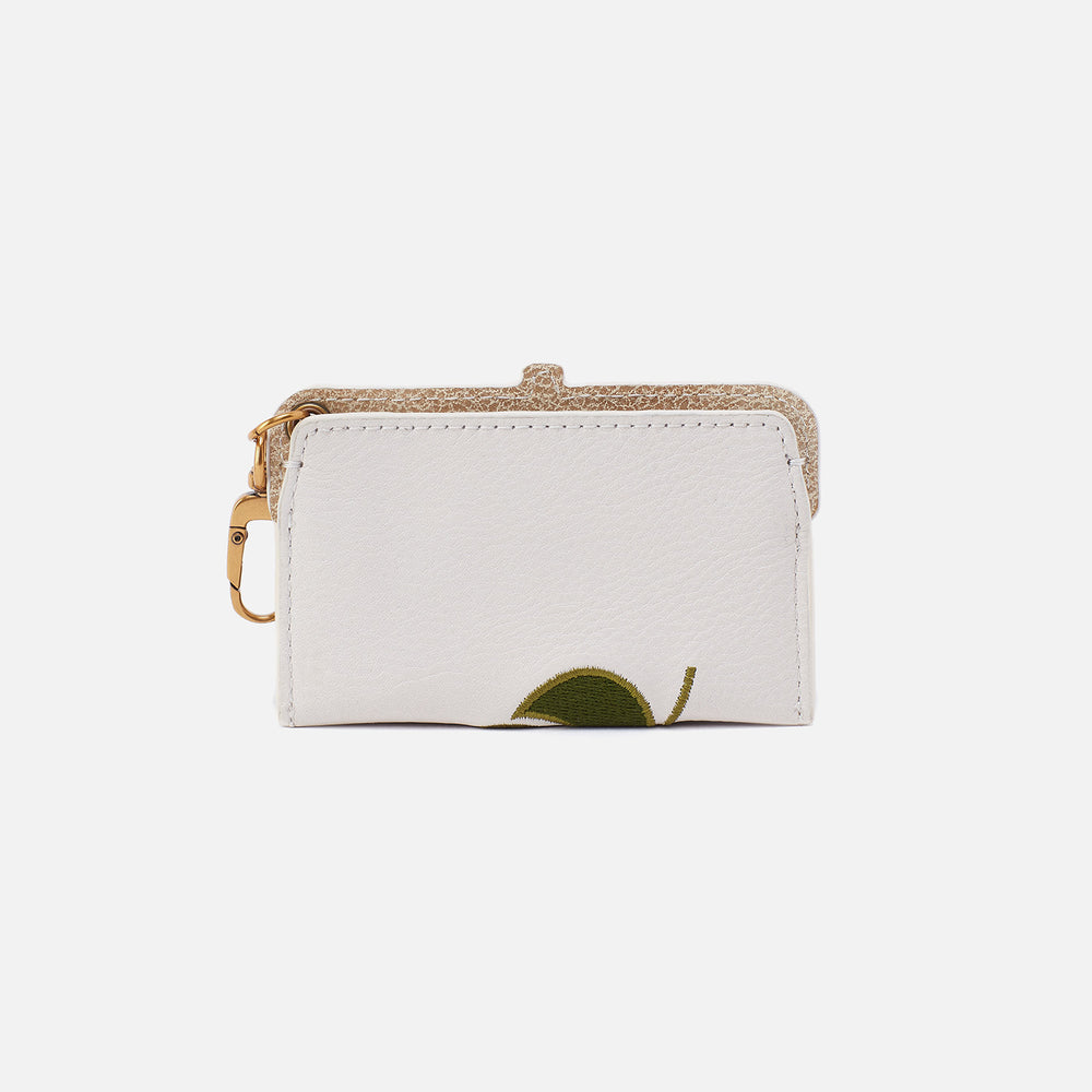 Lauren Card Case Charm in Pebbled Leather - White