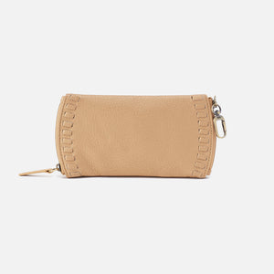 Spark Double Eyeglass Case In Pebbled Metallic Leather - Dusty Gold